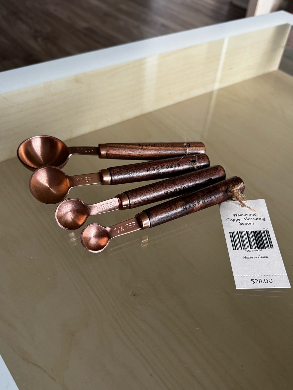 Magnolia walnut and copper measuring spoons